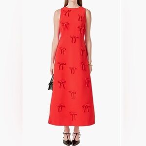 Elegant Red Sleeveless Bow Dress